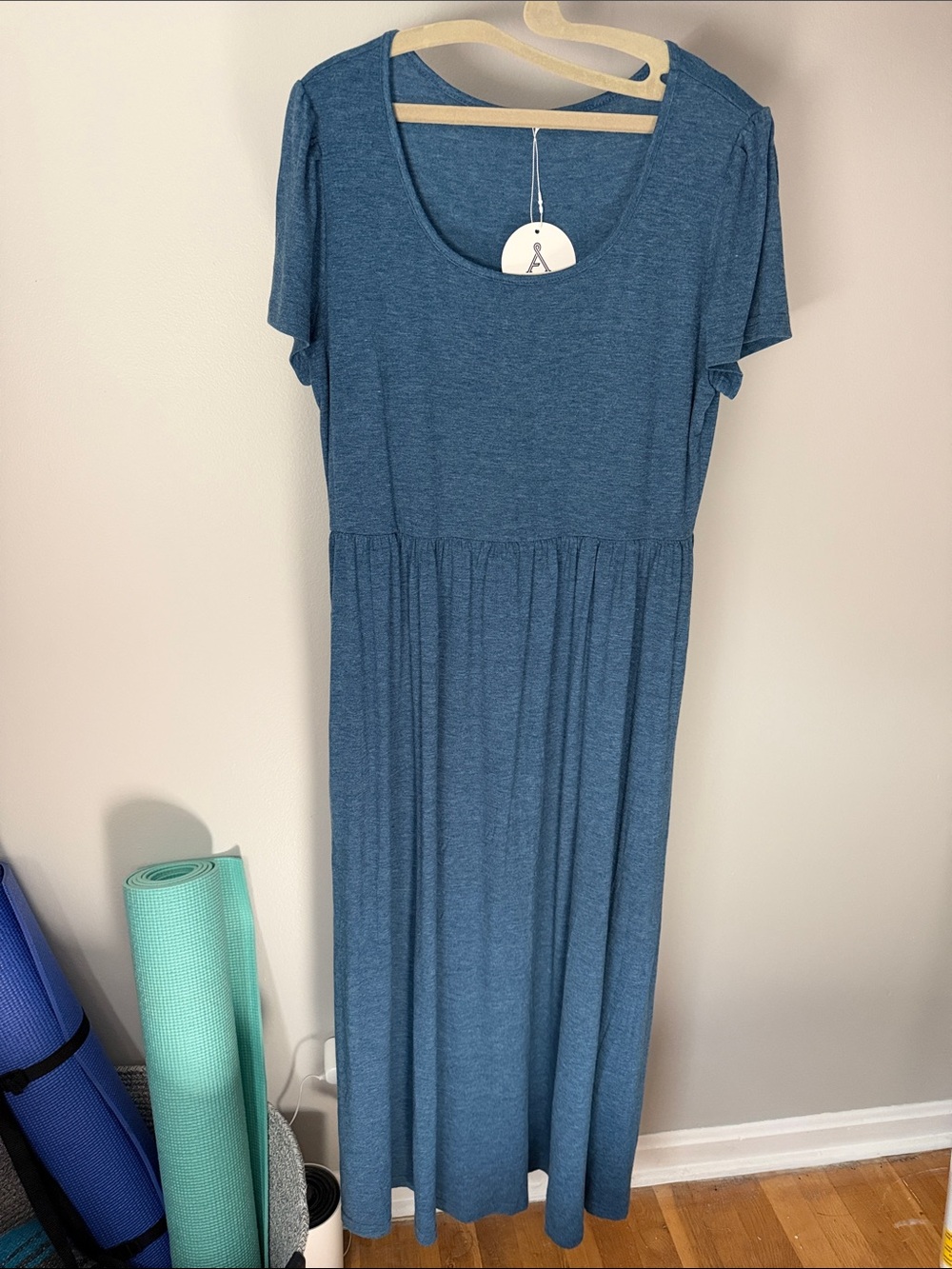 Everyday Scoop-Neck Maxi Dress in Heather Blue